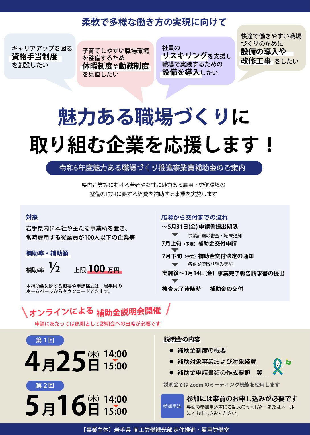 令和6年度魅力ある職場づくり推進事業費補助金のお知らせ