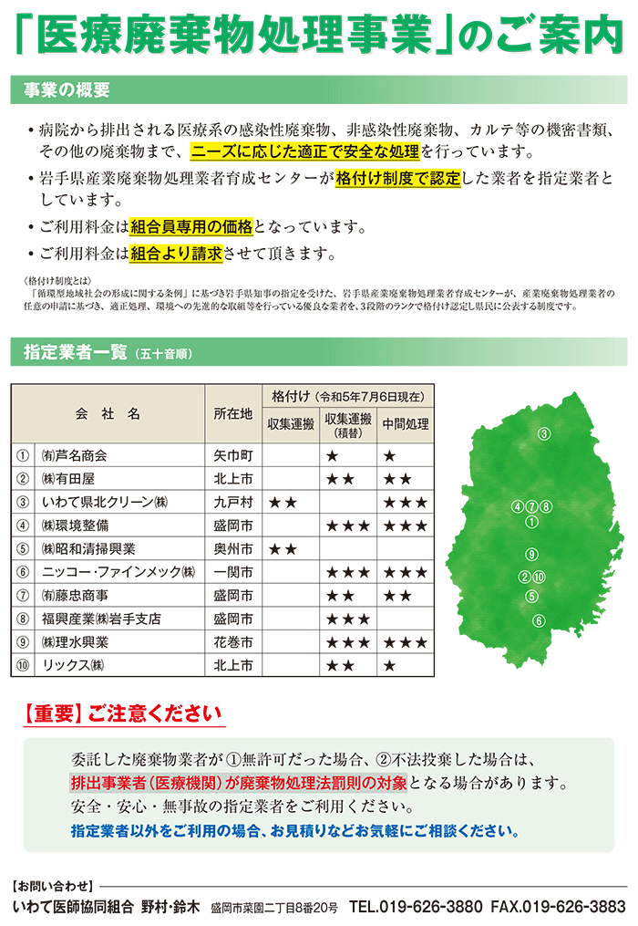 「医療廃棄物処理事業」のご案内