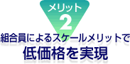 メリット２　組合員によるスケールメリットで低価格を実現